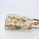 GUCCI Bamboo Flora Hand Bag Canvas Beige Gold Tone 137394 Auth 209161-4