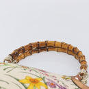 GUCCI Bamboo Flora Hand Bag Canvas Beige Gold Tone 137394 Auth 209161-8