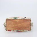 GUCCI Bamboo Flora Hand Bag Canvas Beige Gold Tone 137394 Auth 209161-9