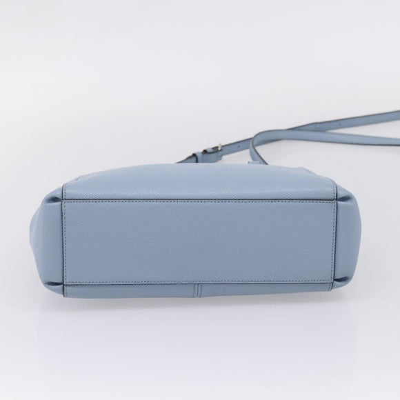Coach Hand Bag Leather 2way Light Blue Silver Auth 209164A