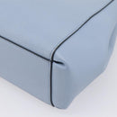 Coach Hand Bag Leather 2way Light Blue Silver Auth 209164A-14