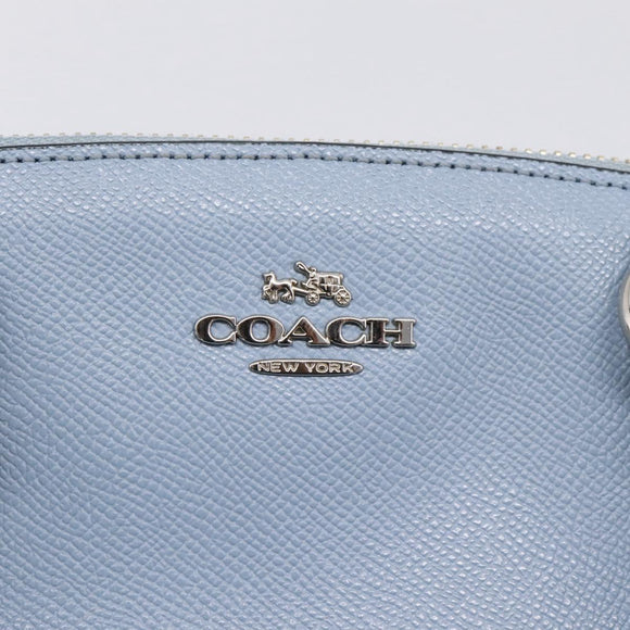 Coach Hand Bag Leather 2way Light Blue Silver Auth 209164A