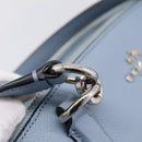 Coach Hand Bag Leather 2way Light Blue Silver Auth 209164A-18