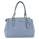 Coach Hand Bag Leather 2way Light Blue Silver Auth 209164A-2