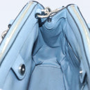 Coach Hand Bag Leather 2way Light Blue Silver Auth 209164A-21