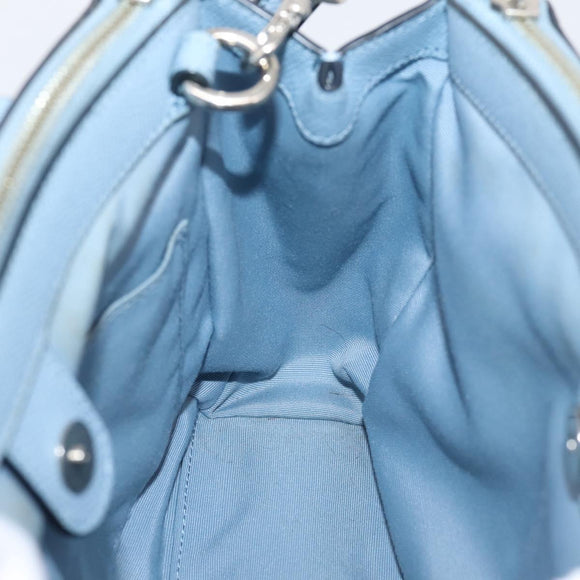 Coach Hand Bag Leather 2way Light Blue Silver Auth 209164A