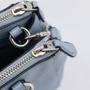 Coach Hand Bag Leather 2way Light Blue Silver Auth 209164A-23