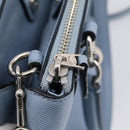 Coach Hand Bag Leather 2way Light Blue Silver Auth 209164A-27