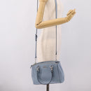 Coach Hand Bag Leather 2way Light Blue Silver Auth 209164A-29