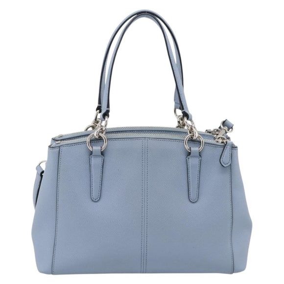 Coach Hand Bag Leather 2way Light Blue Silver Auth 209164A