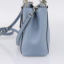 Coach Hand Bag Leather 2way Light Blue Silver Auth 209164A-5