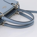 Coach Hand Bag Leather 2way Light Blue Silver Auth 209164A-7