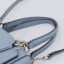 Coach Hand Bag Leather 2way Light Blue Silver Auth 209164A-8