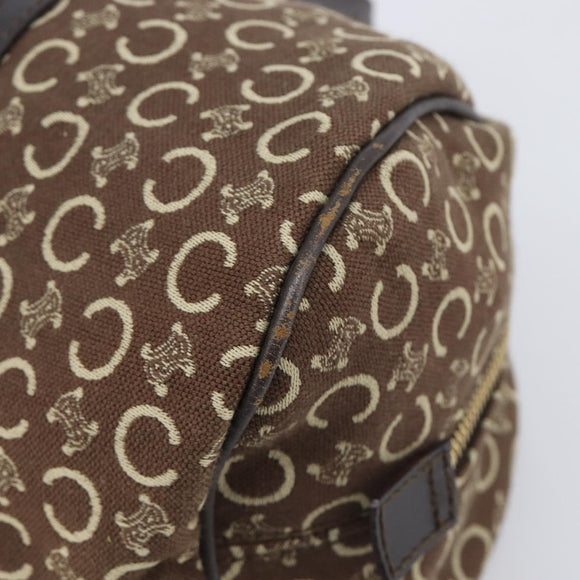 CELINE C Macadam Hand Bag Canvas Brown Gold Tone Auth 209166