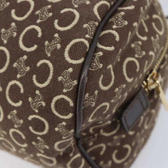 CELINE C Macadam Hand Bag Canvas Brown Gold Tone Auth 209166