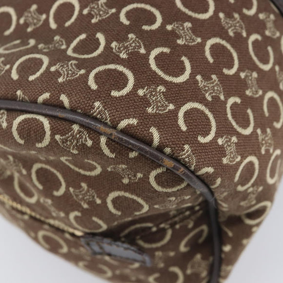 CELINE C Macadam Hand Bag Canvas Brown Gold Tone Auth 209166