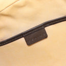 CELINE C Macadam Hand Bag Canvas Brown Gold Tone Auth 209166-18