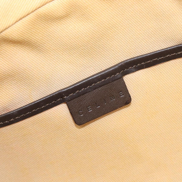 CELINE C Macadam Hand Bag Canvas Brown Gold Tone Auth 209166