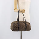 CELINE C Macadam Hand Bag Canvas Brown Gold Tone Auth 209166-24