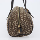 CELINE C Macadam Hand Bag Canvas Brown Gold Tone Auth 209166-5