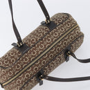 CELINE C Macadam Hand Bag Canvas Brown Gold Tone Auth 209166-6