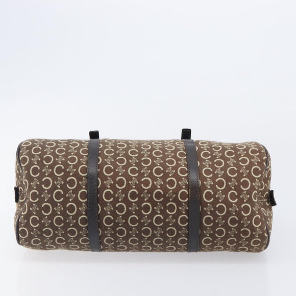 CELINE C Macadam Hand Bag Canvas Brown Gold Tone Auth 209166