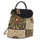 Gianni Versace Chain Backpack Nylon Yellow Gold Tone Auth 209167A-1