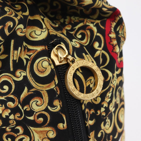 Gianni Versace Chain Backpack Nylon Yellow Gold Tone Auth 209167A
