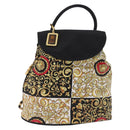 Gianni Versace Chain Backpack Nylon Yellow Gold Tone Auth 209167A-2