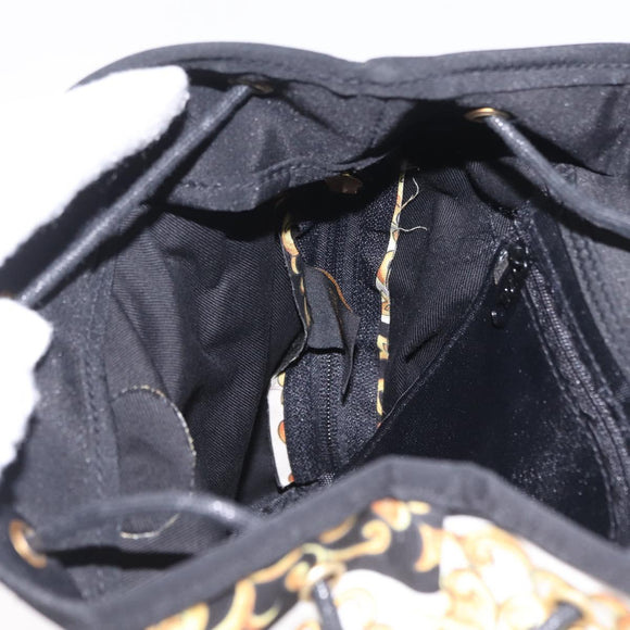 Gianni Versace Chain Backpack Nylon Yellow Gold Tone Auth 209167A