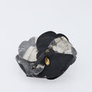 CHANEL Camelia Brooch Polyester Black Gold Tone CC Auth 209168-4