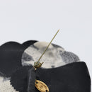 CHANEL Camelia Brooch Polyester Black Gold Tone CC Auth 209168-5