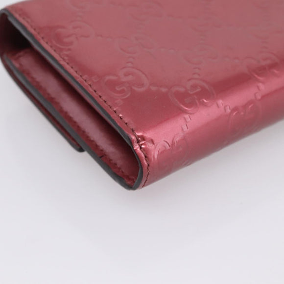 GUCCI GG Canvas Long Wallet Leather Pink Gold Tone 251861 Auth 209169