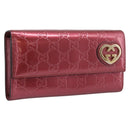 GUCCI GG Canvas Long Wallet Leather Pink Gold Tone 251861 Auth 209169-1