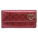 GUCCI GG Canvas Long Wallet Leather Pink Gold Tone 251861 Auth 209169-2