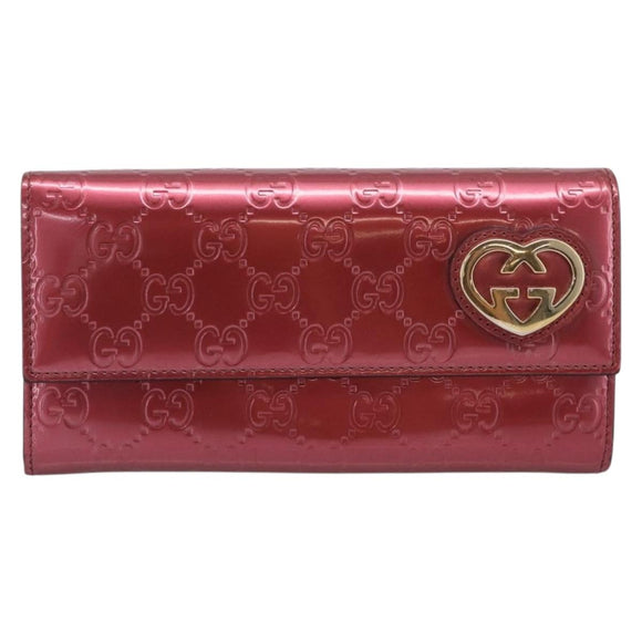 GUCCI GG Canvas Long Wallet Leather Pink Gold Tone 251861 Auth 209169