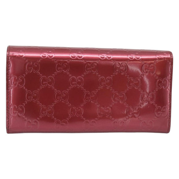 GUCCI GG Canvas Long Wallet Leather Pink Gold Tone 251861 Auth 209169