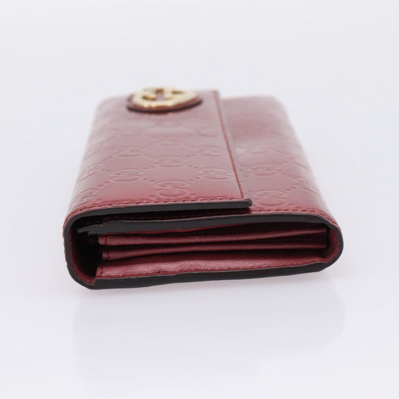 GUCCI GG Canvas Long Wallet Leather Pink Gold Tone 251861 Auth 209169