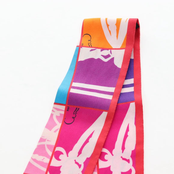 HERMES Twilly Scarf Silk Multicolor ""BRIDES de GALA"" Auth 209173
