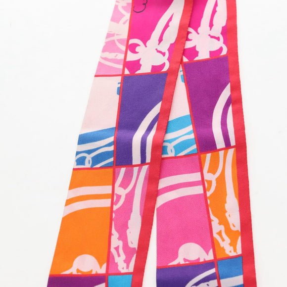 HERMES Twilly Scarf Silk Multicolor ""BRIDES de GALA"" Auth 209173