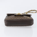 Bally Quilted ChainShoulder Pouch Leather Brown Gold Tone Auth 209174A-5