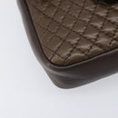 Bally Quilted ChainShoulder Pouch Leather Brown Gold Tone Auth 209174A-15