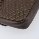 Bally Quilted ChainShoulder Pouch Leather Brown Gold Tone Auth 209174A-17