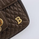 Bally Quilted ChainShoulder Pouch Leather Brown Gold Tone Auth 209174A-16
