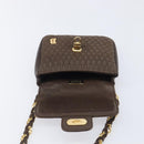 Bally Quilted ChainShoulder Pouch Leather Brown Gold Tone Auth 209174A-18