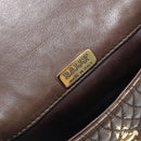 Bally Quilted ChainShoulder Pouch Leather Brown Gold Tone Auth 209174A-20