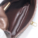 Bally Quilted ChainShoulder Pouch Leather Brown Gold Tone Auth 209174A-20