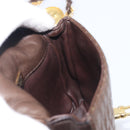Bally Quilted ChainShoulder Pouch Leather Brown Gold Tone Auth 209174A-21