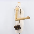 Bally Quilted ChainShoulder Pouch Leather Brown Gold Tone Auth 209174A-23