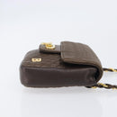 Bally Quilted ChainShoulder Pouch Leather Brown Gold Tone Auth 209174A-4